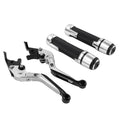 Silver Extendable Brake Clutch Lever Grip Set for BMW R1200GS R1250GS (2013-2023)