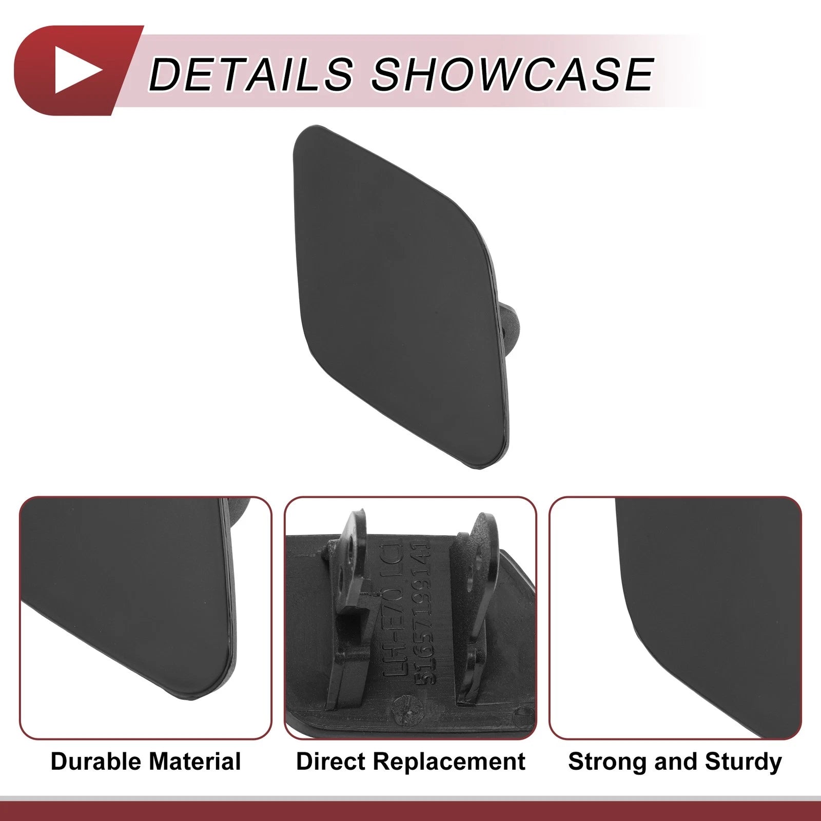 Front Right Bumper Trim Nozzle Cover for BMW X6 (2008–2014) No. 51657052428 Black