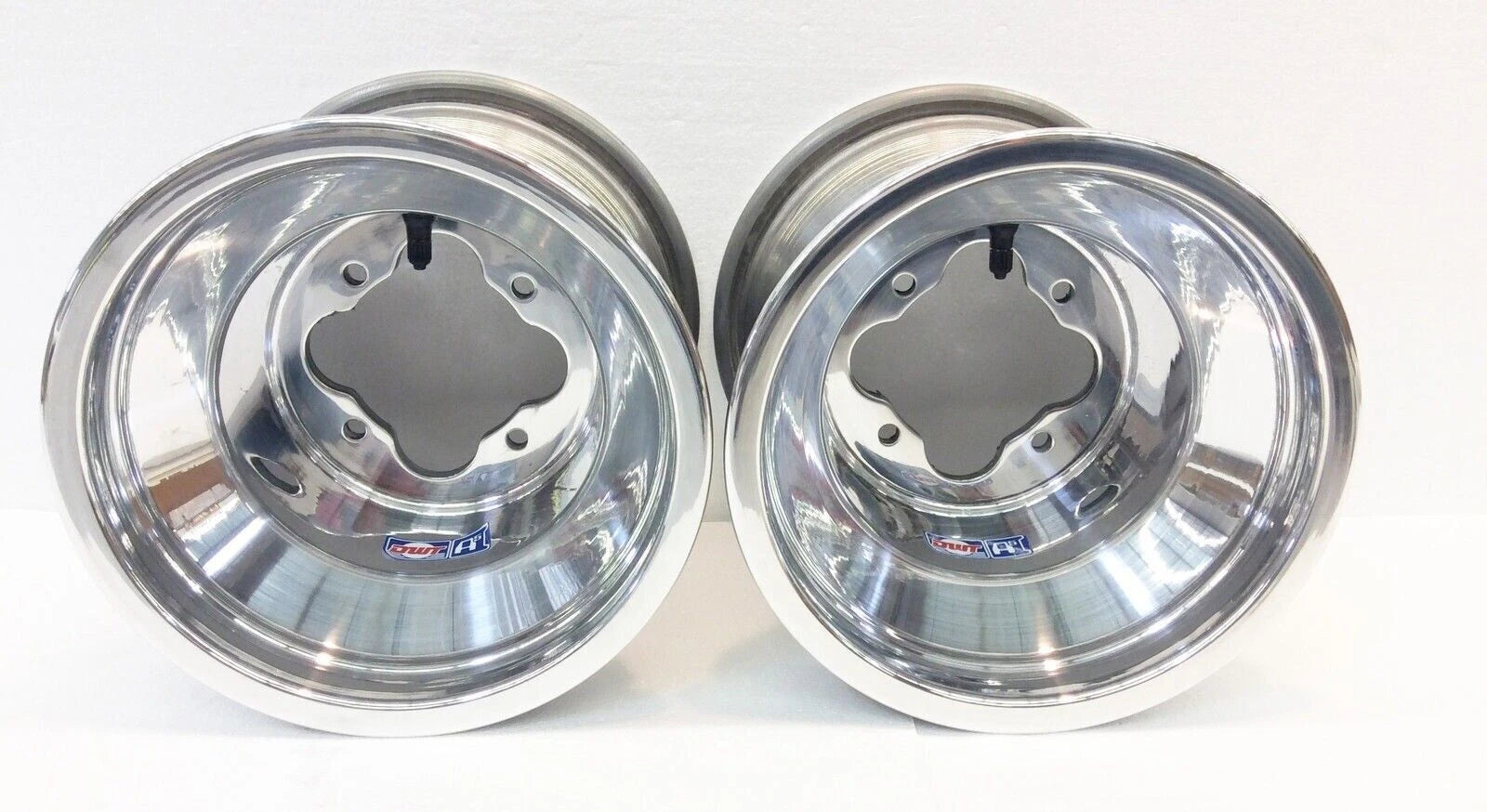 Set of 2 DWT Polished A5 Rolled Lip ATV Rear Wheels 8" 8x8 4/85 for TRX90 (2001–2023)