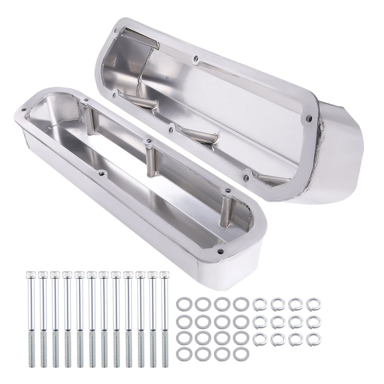 Fabricated Aluminum Covers for Ford 260-351W V8 (Polished, Mounting Hardware)