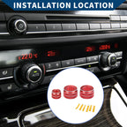 Set of 3 AC Radio Volume Control Switch Knob Cover Rings for BMW F10 (2011–2016) Red
