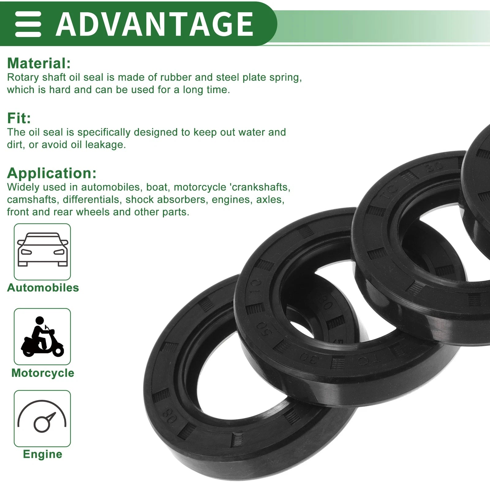 Set of 5 Oil Seal Rotary Shaft Seal NBR Rubber 30x50x10mm