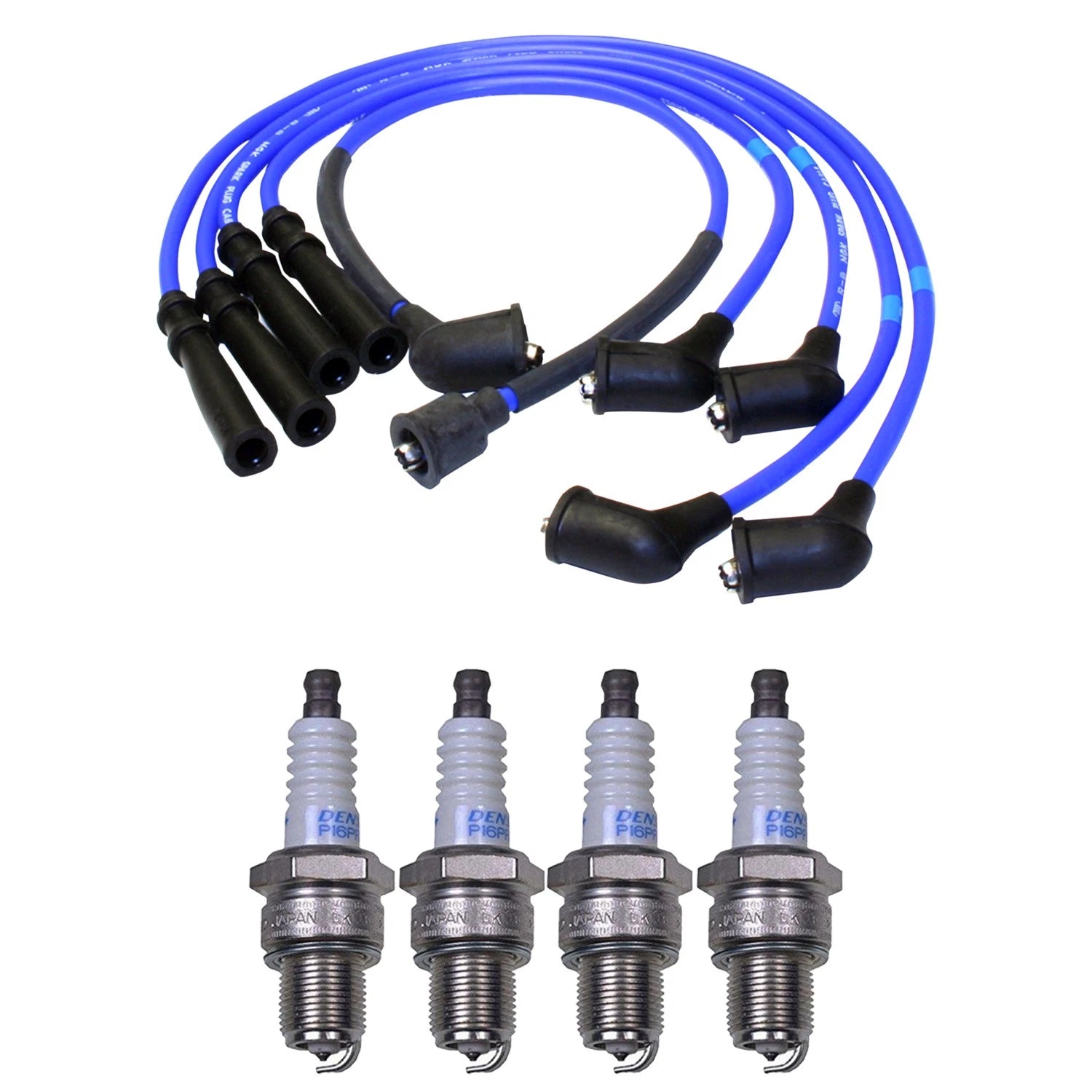 NGK Wire Set & Denso 4 Double Platinum Spark Plugs for Mazda 323 (1990–1994)