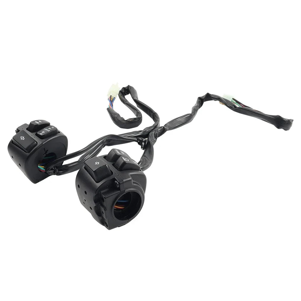Black Motorcycle Handlebar Control Switches & Wiring Harness for Harley Dyna Vrod