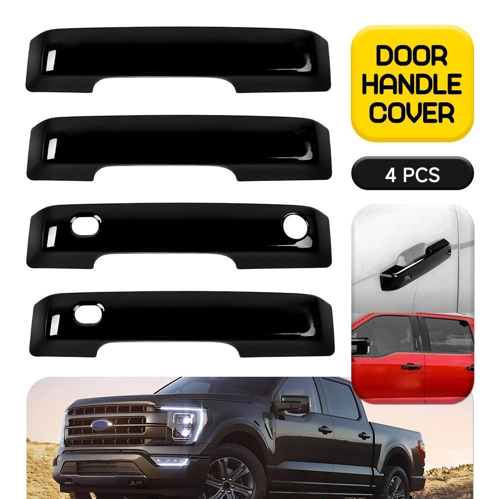 Set of 4 Gloss Black Door Handle Covers for Ford F150 (2021–2024)