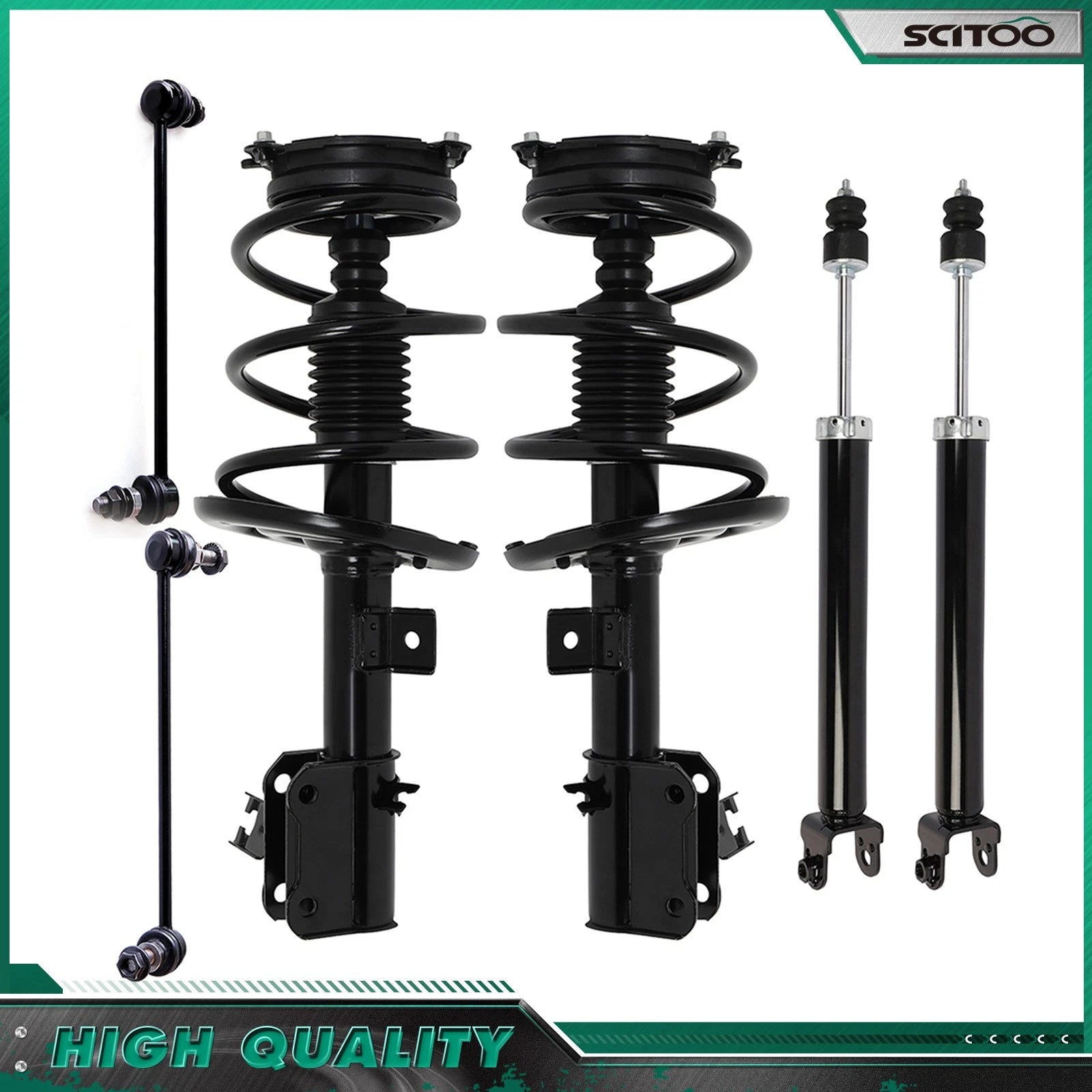 Front Struts Rear Shocks Sway Bars Kit w/Coil Spring for Nissan Altima (2013–2018)