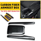 Carbon Fiber Style Armrest Box Console Cover for Honda Civic (2016–2020)