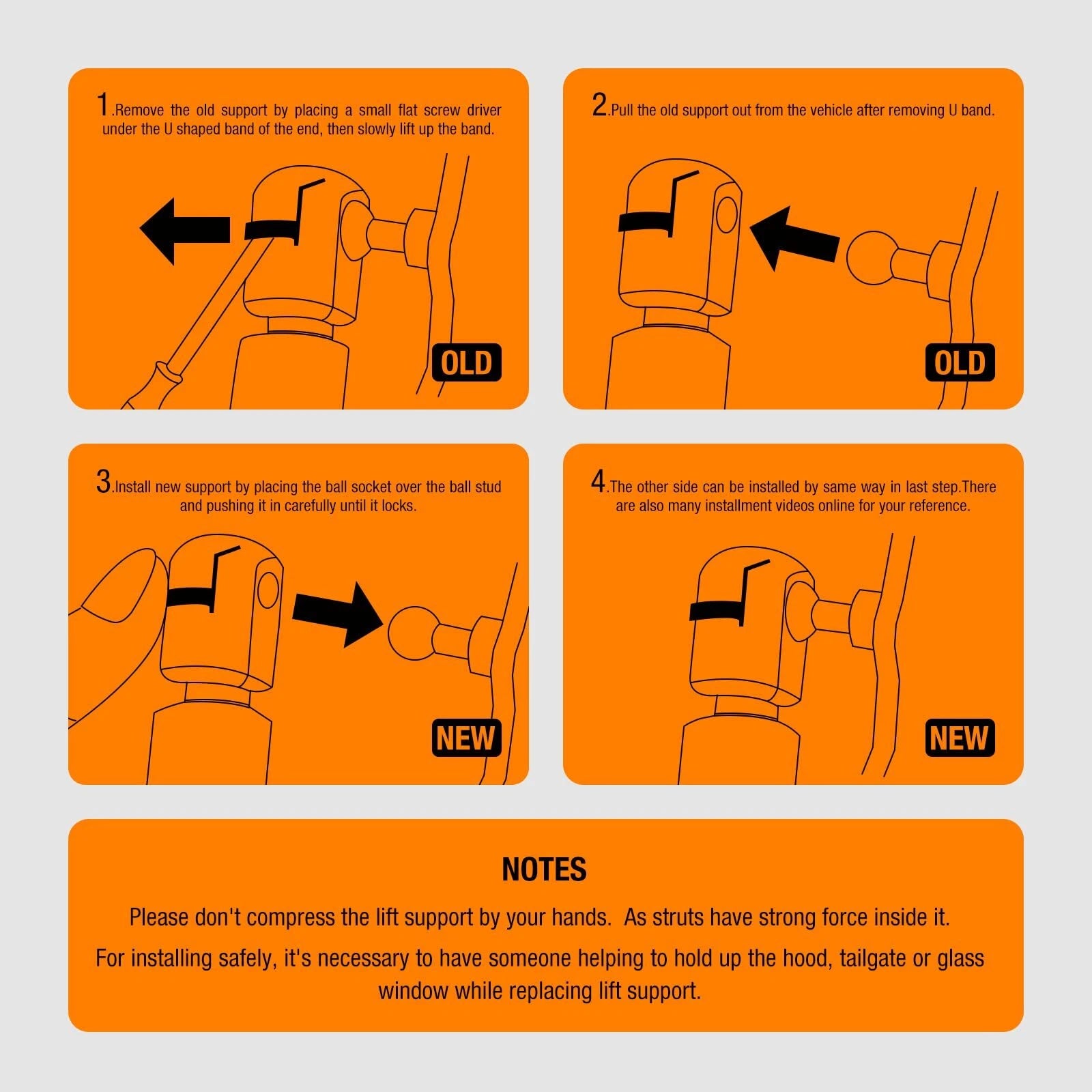 Gas Struts 35Lb for Camper Shell Side Window (2013-2024)