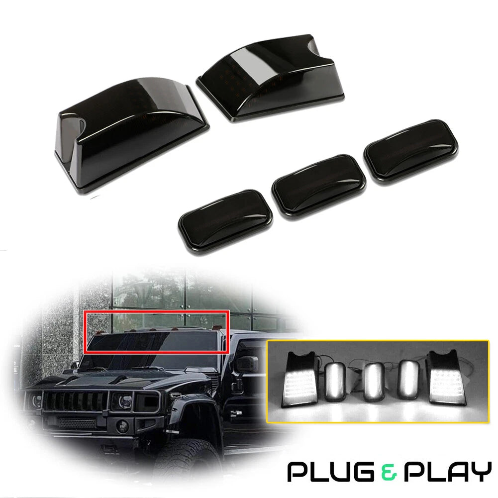 5X Black Smoked Lens LED Cab Roof Marker Lights for Hummer H2 (2003–2009)