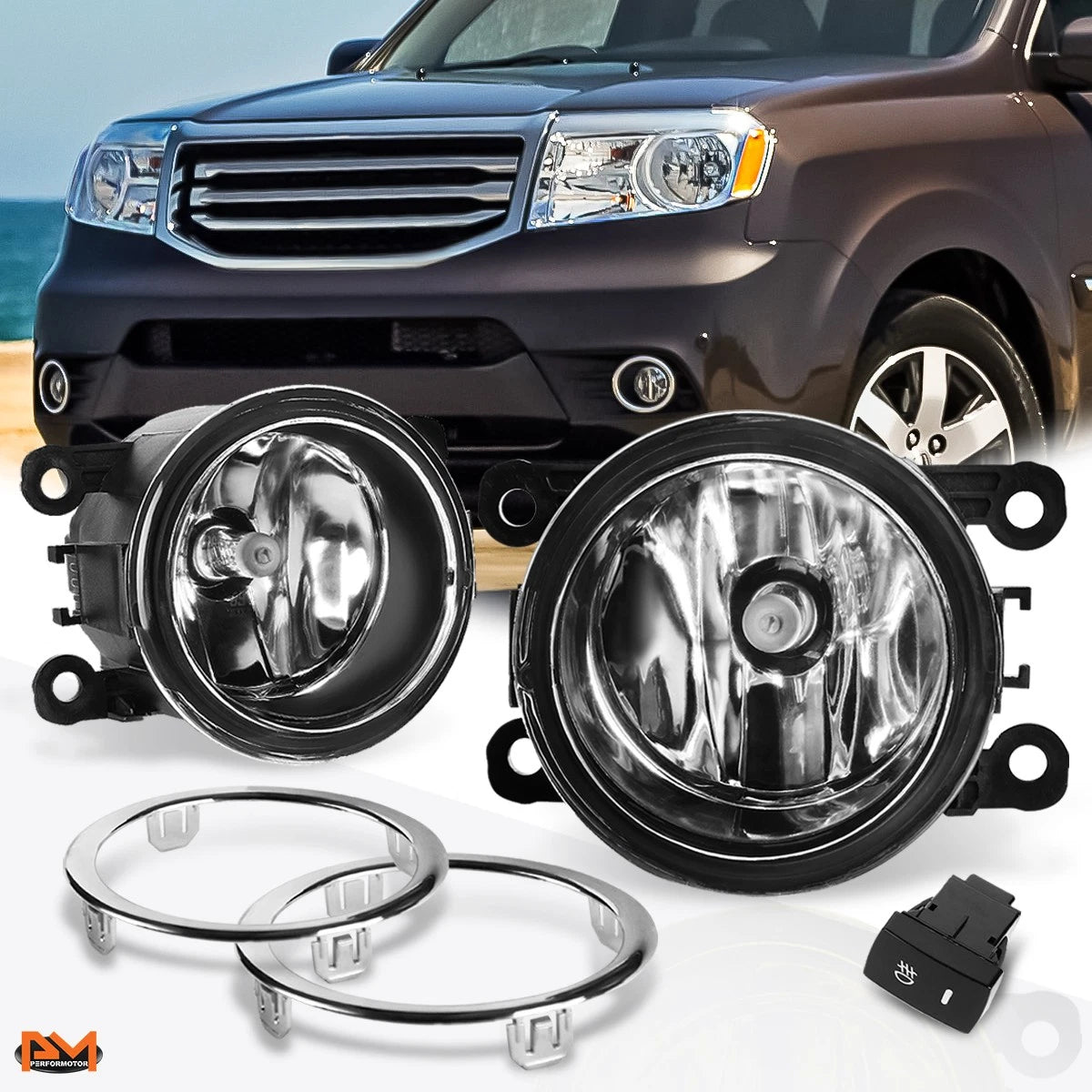 Clear Lens Fog Lights with Switch for Honda Pilot (2012–2015)