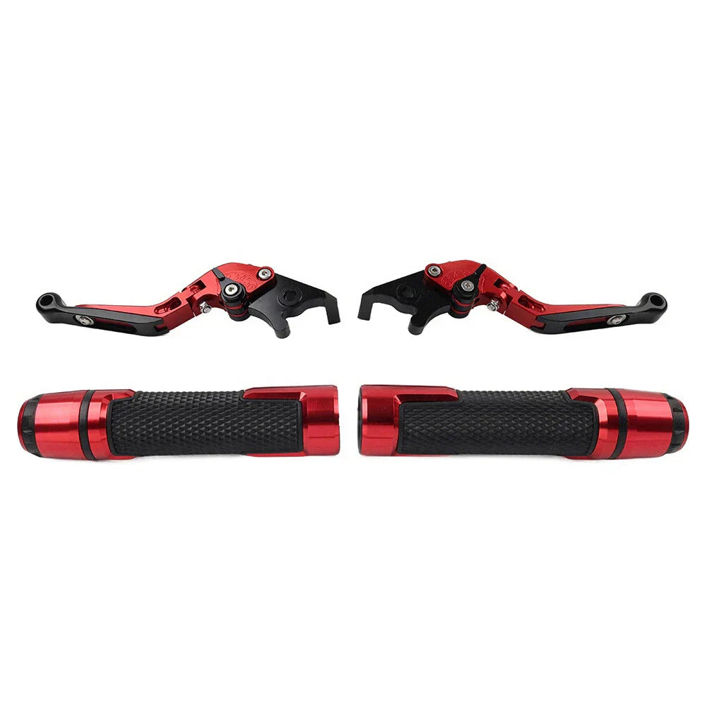 Red Extendable Brake Clutch Lever Grip Set for Kawasaki Ninja 650R (2006-2011)