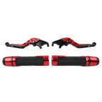 Red Extendable Brake Clutch Lever Grip Set for Kawasaki Ninja 650R (2006-2011)
