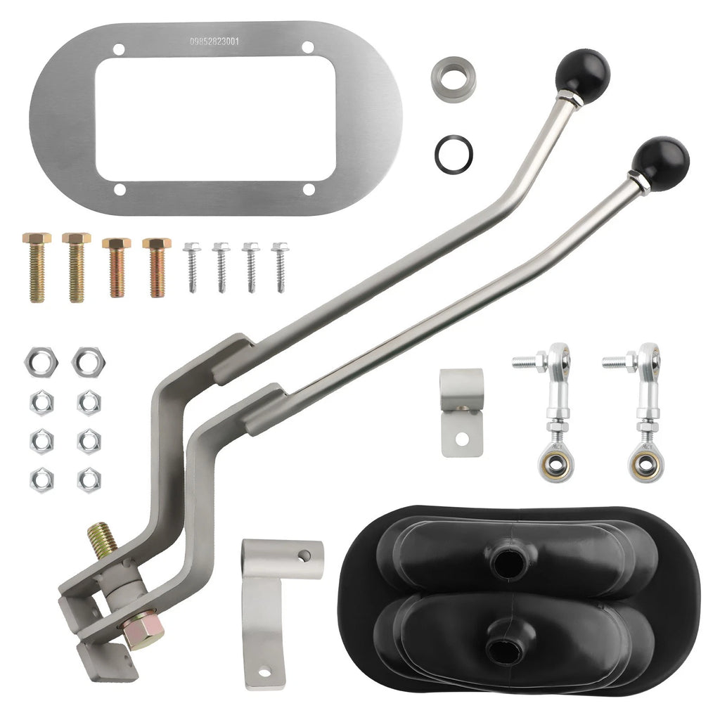 Stainless Twin-Stick Shifter w/ Boot Kit for NP205 (8-Bolt)