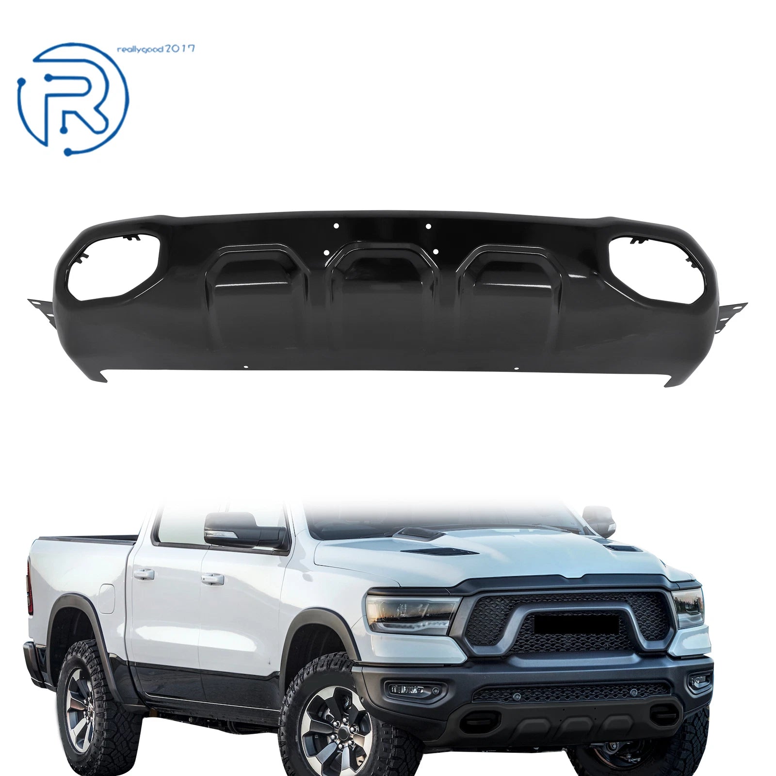 Front Bumper Lower Guard for Ram 1500 Rebel (2019–2024) Steel Black