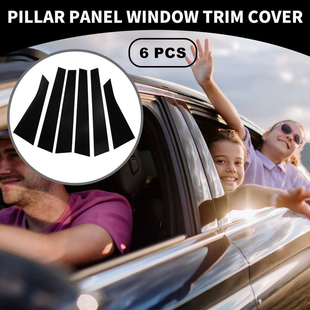 Set of 6 Car Pillar Window Trim Covers for Chevrolet Impala (2006–2013) Black