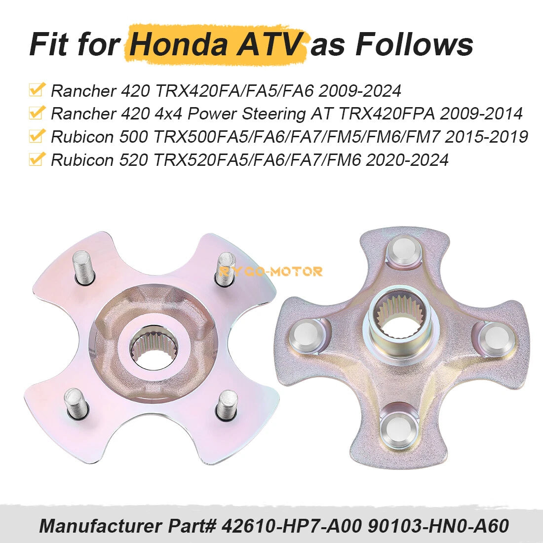 2X Rear Wheel Hubs for Honda Foreman Rubicon 500, Rancher 420 (2005–2021)