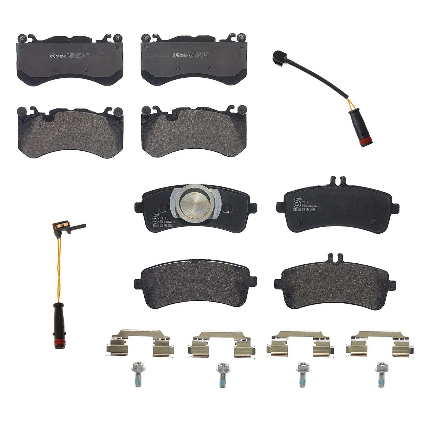 Set of 4 Brembo Low-Met Brake Pads with Sensors for MB R231 SL63 SL65 AMG (2009–2012)