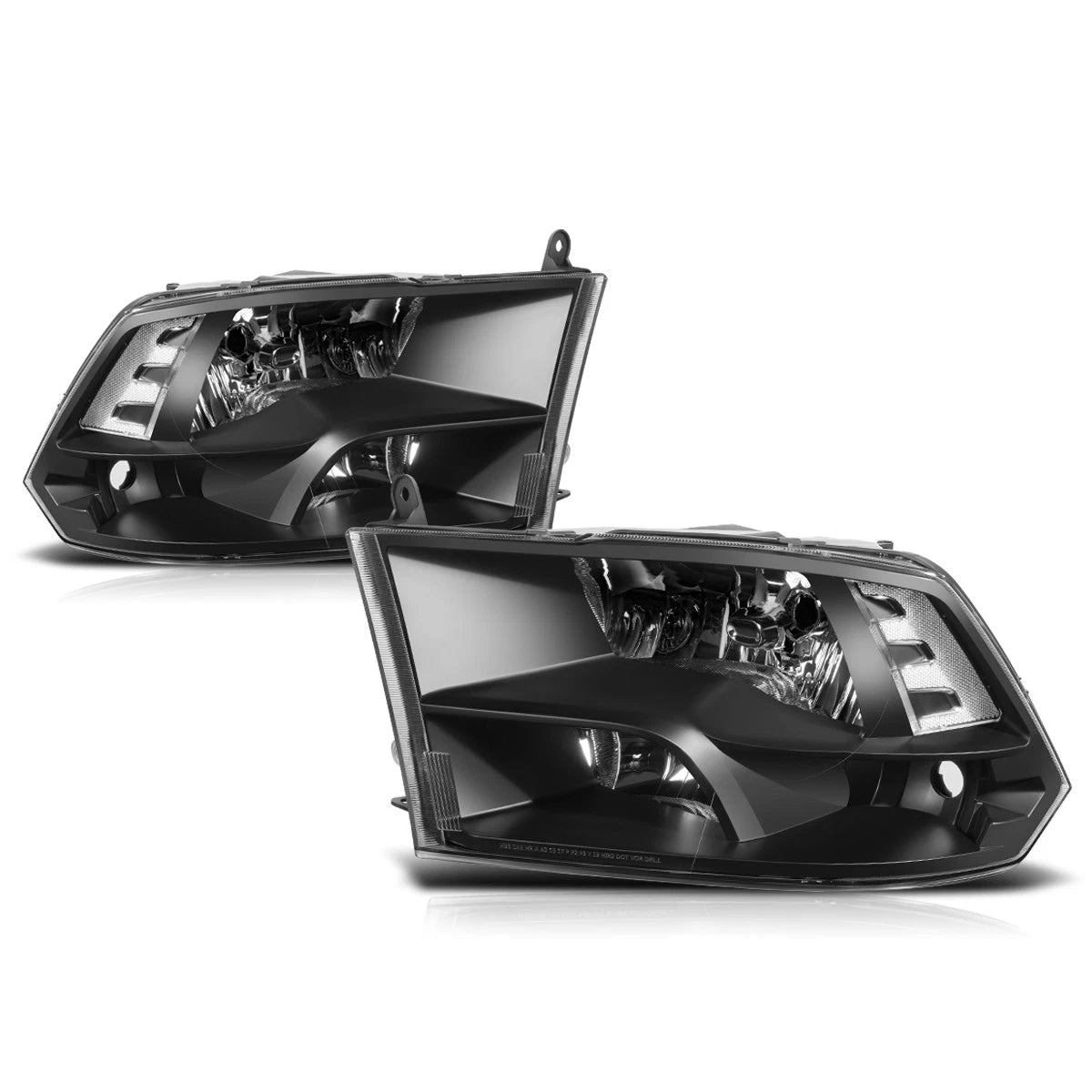 Factory Style Headlights for Dodge Ram 1500-3500 (2009–2012) - Clear Corner Black