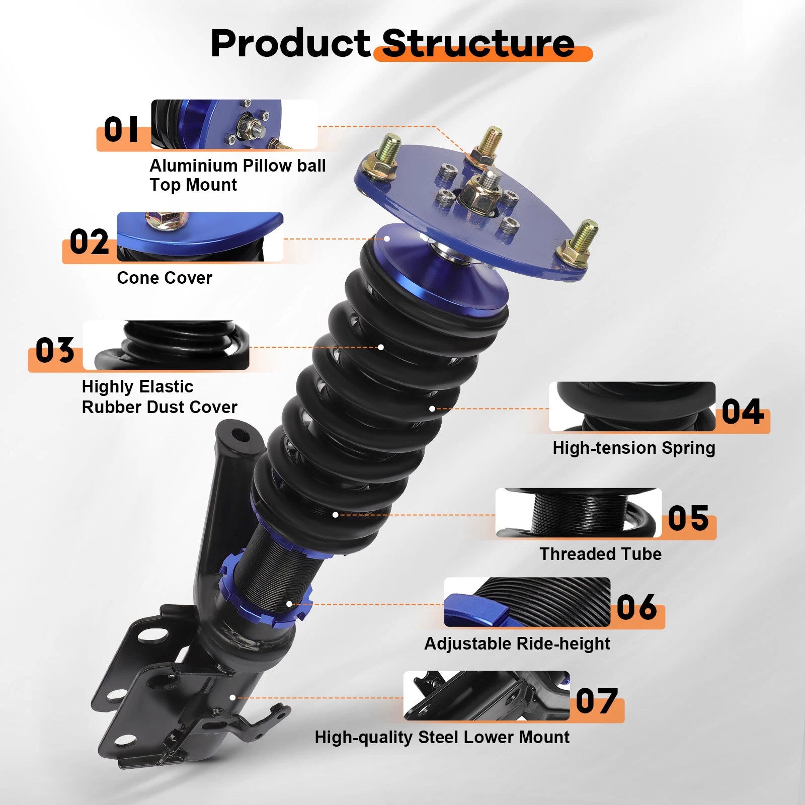 Coilovers for Acura RSX (2002–2006) - Adjustable Height Suspension Struts