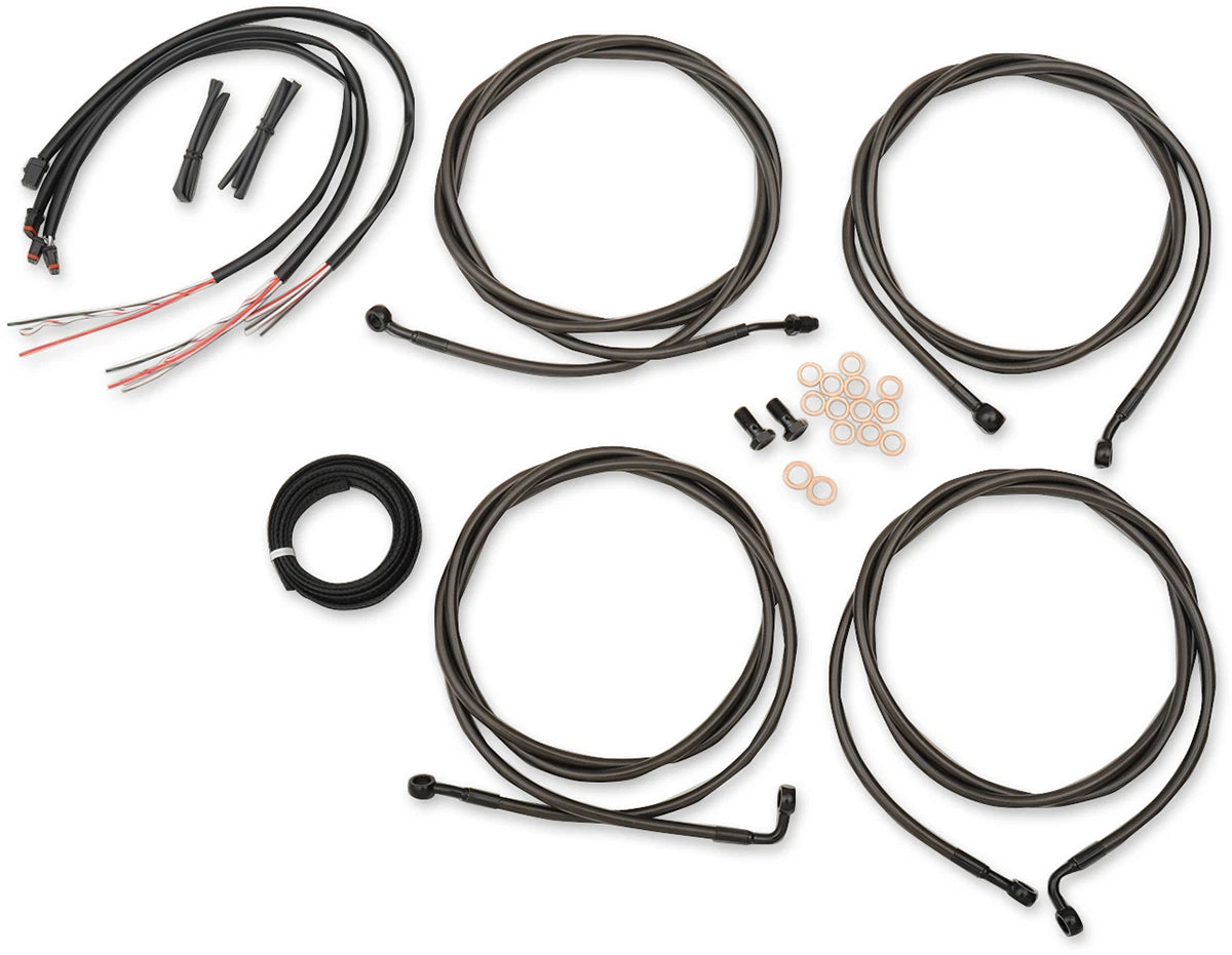 Complete Midnight Braided Cable Kit for Harley Mini Handlebars (2017–2020)