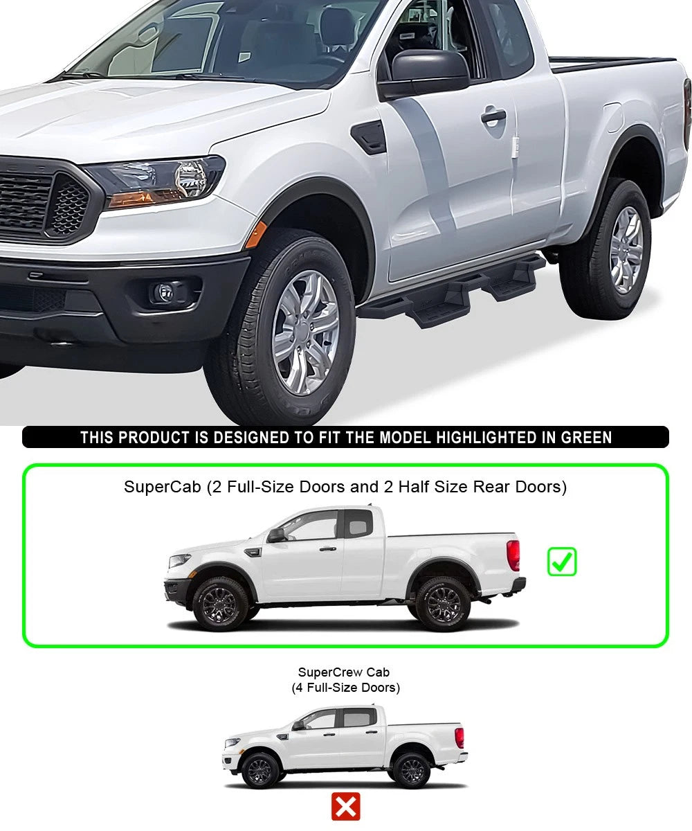 Stainless Steel Pocket Steps for Ford Ranger Super Cab (2019-2023)