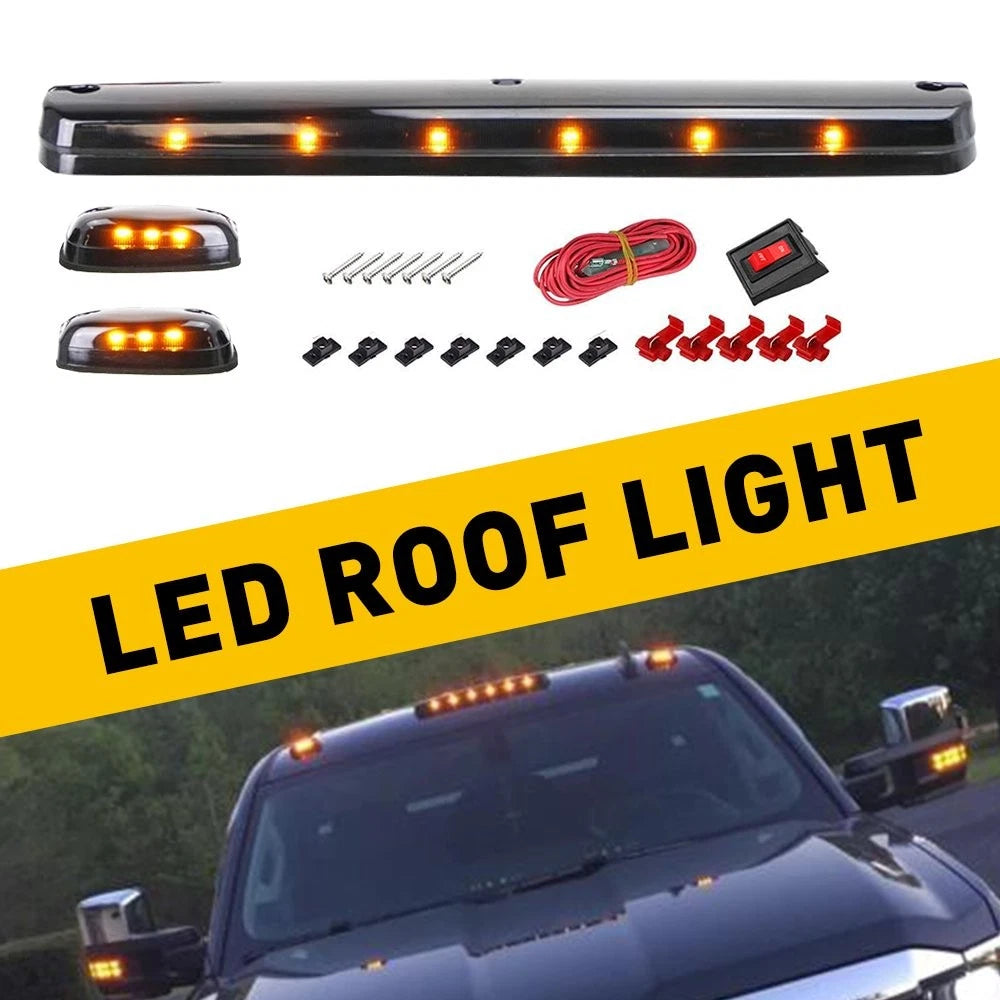 Set of 3 LED Cab Roof Marker Lights for Chevy GMC 2500HD 3500HD (2007–2021)