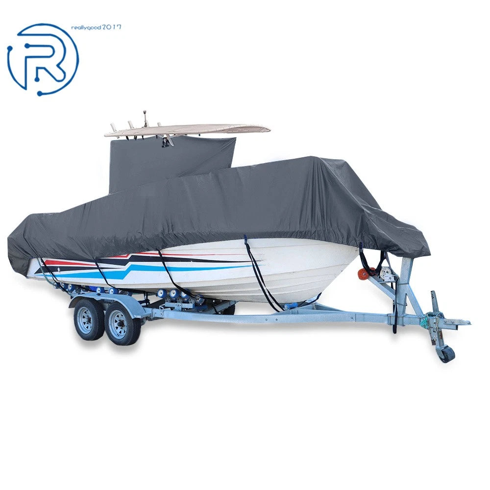 Boat Cover for Center Console Boats with T-Top Roofs (20-24ft) Grey