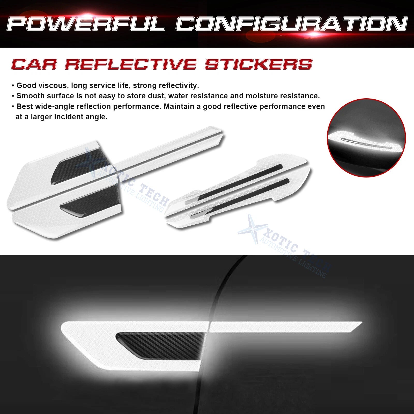 Reflective Rear View Mirror Side Door Strip Warning Stickers Universal (-)