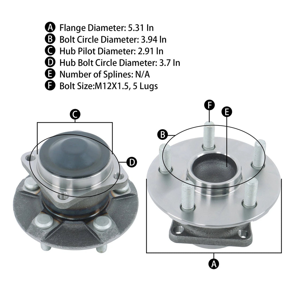 Set of 2 Rear Wheel Bearings Hubs for Toyota Celica Corolla Matrix (2000–2005)