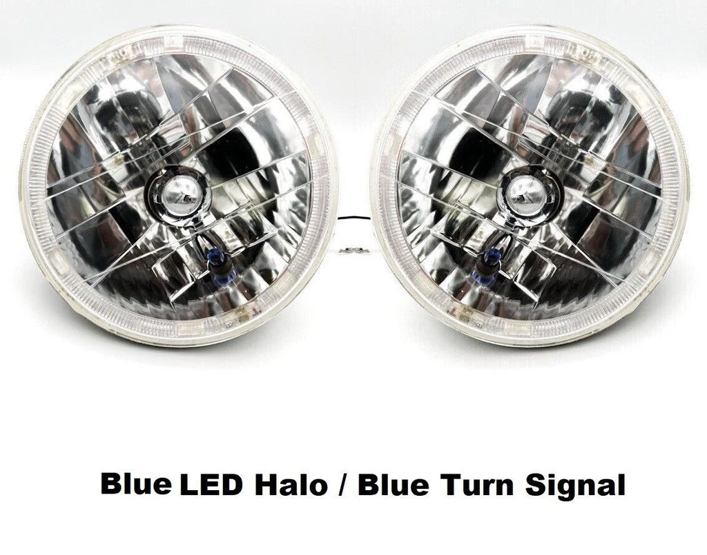 Headlight Bulbs H4 Pair with Blue LED Halo and Blue Turn Signal for Pair (2005–2015)