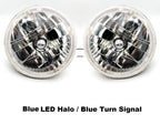 Headlight Bulbs H4 Pair with Blue LED Halo and Blue Turn Signal for Pair (2005–2015)
