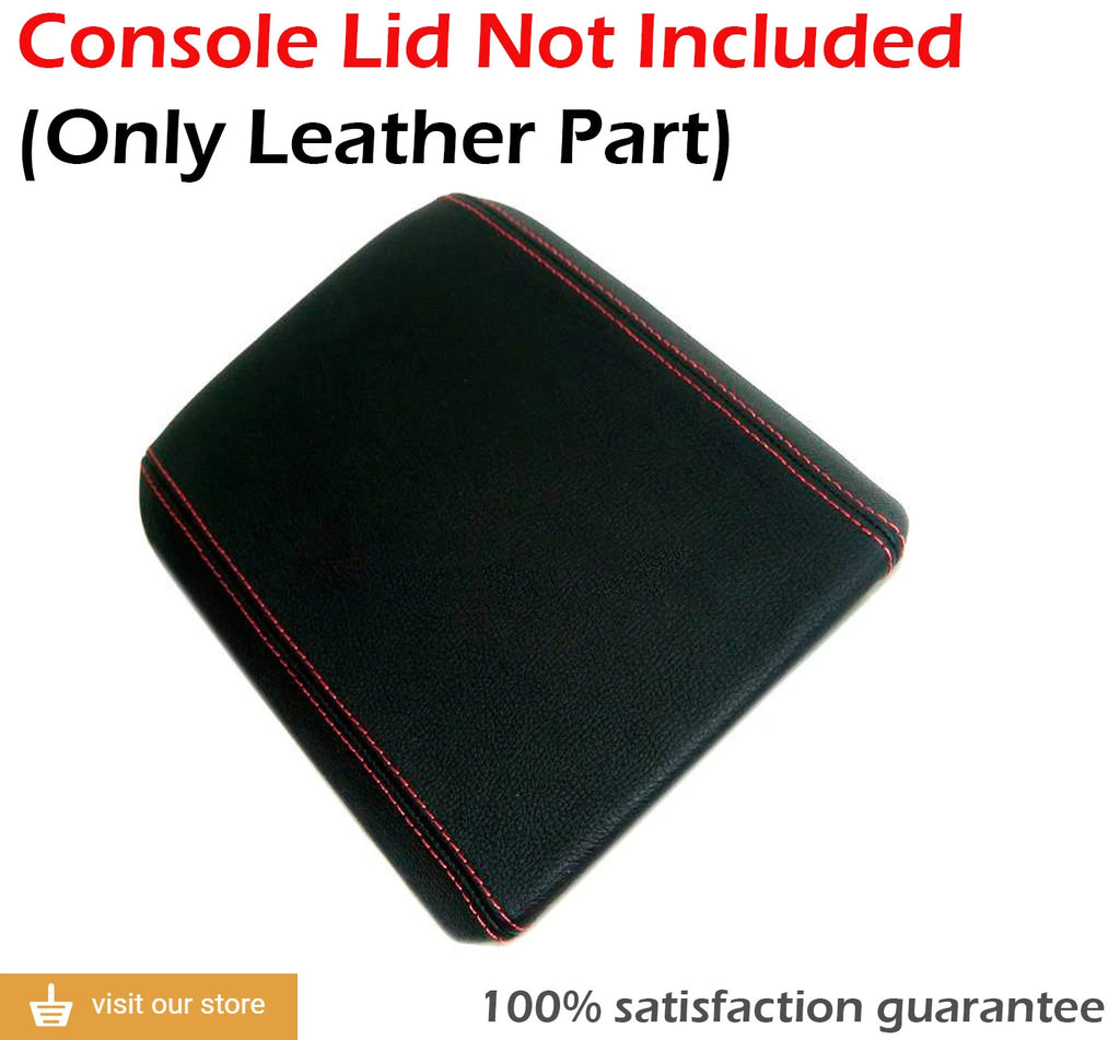 Leather Synthetic Console Armrest Cover for Ford Mustang (2005–2009) Red Stitch