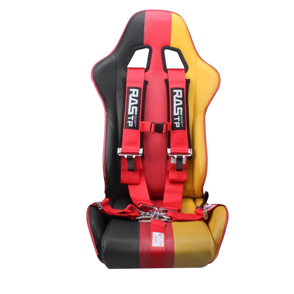 Set of 2 Red 5-Point Racing Harness Seat Belts with Quick Release