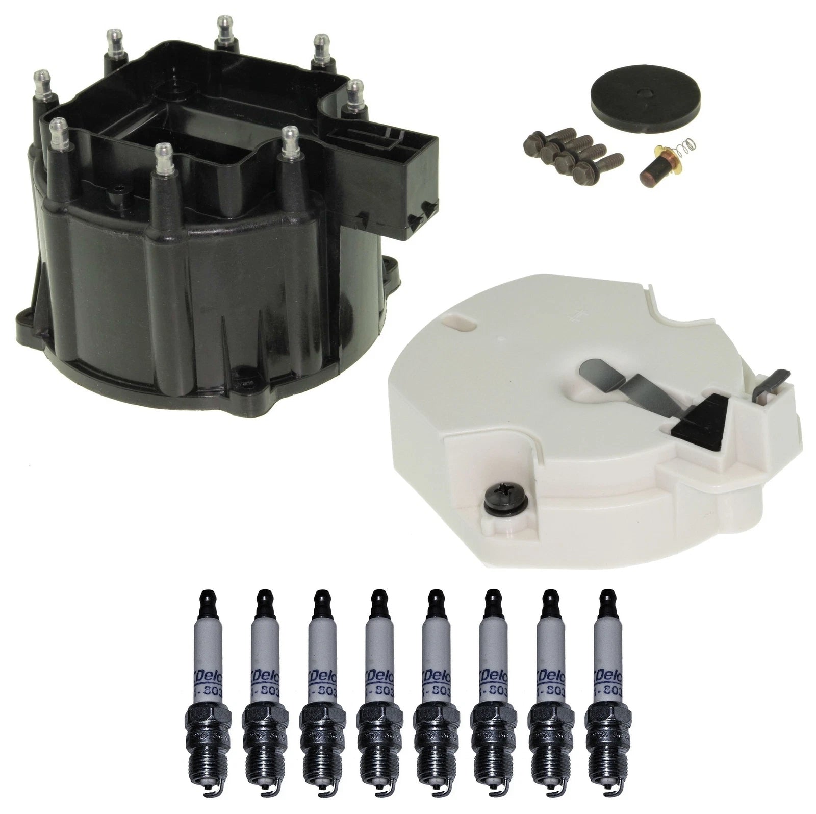 Distributor Rotor Cap & Spark Plugs Kit ACDelco for Chevrolet Pontiac V8 (0.045")