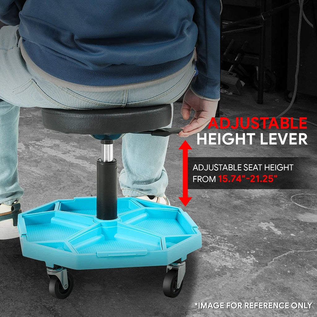 Adjustable Tool Padded Seat Stool for Garage Workshop (300 lbs Capacity)