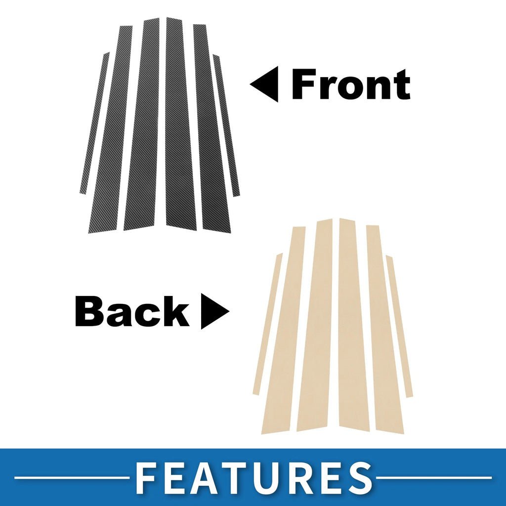 Door Pillar Window Trim for Mitsubishi Lancer (Carbon Fiber, Black)