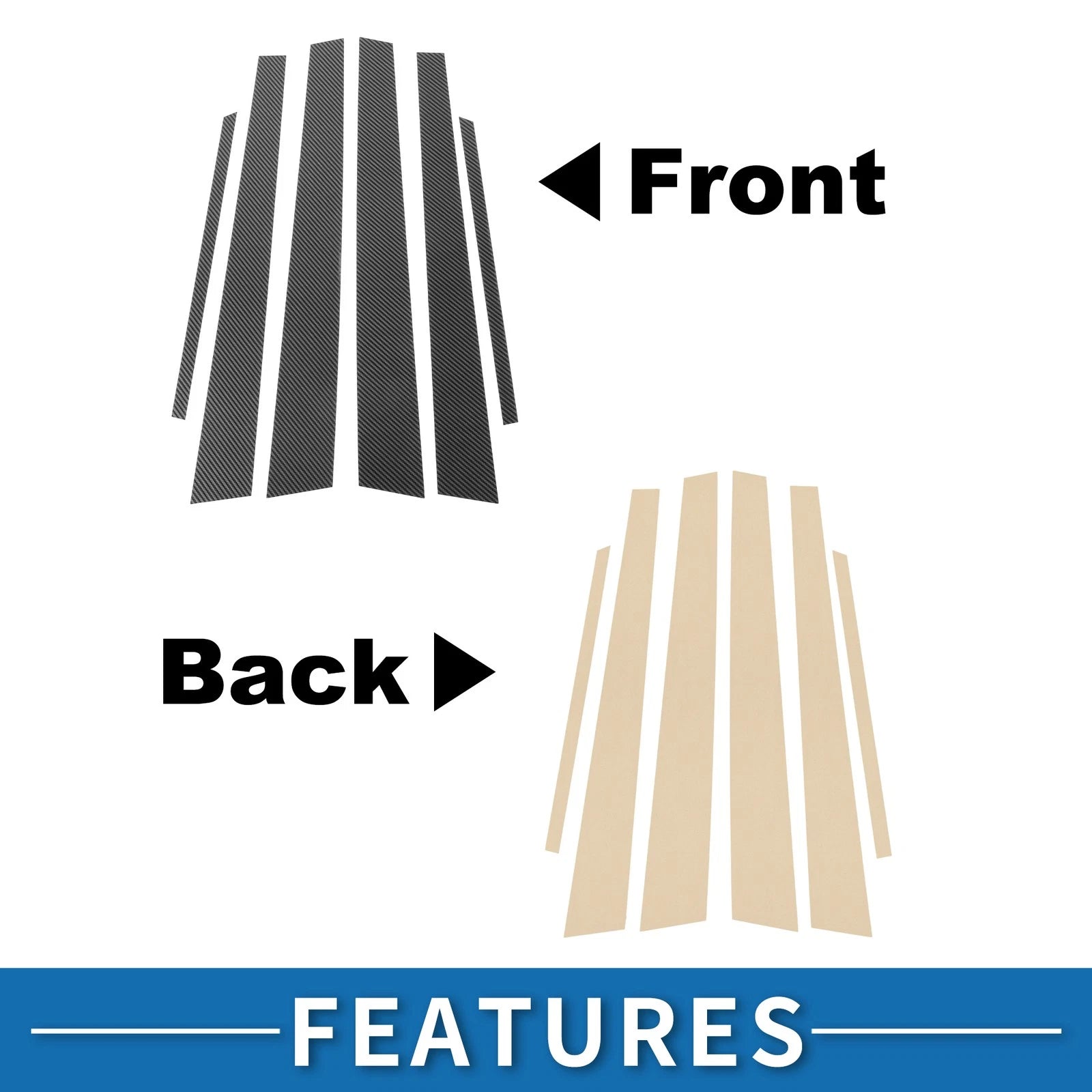 Door Pillar Window Trim for Mitsubishi Lancer (Carbon Fiber, Black)