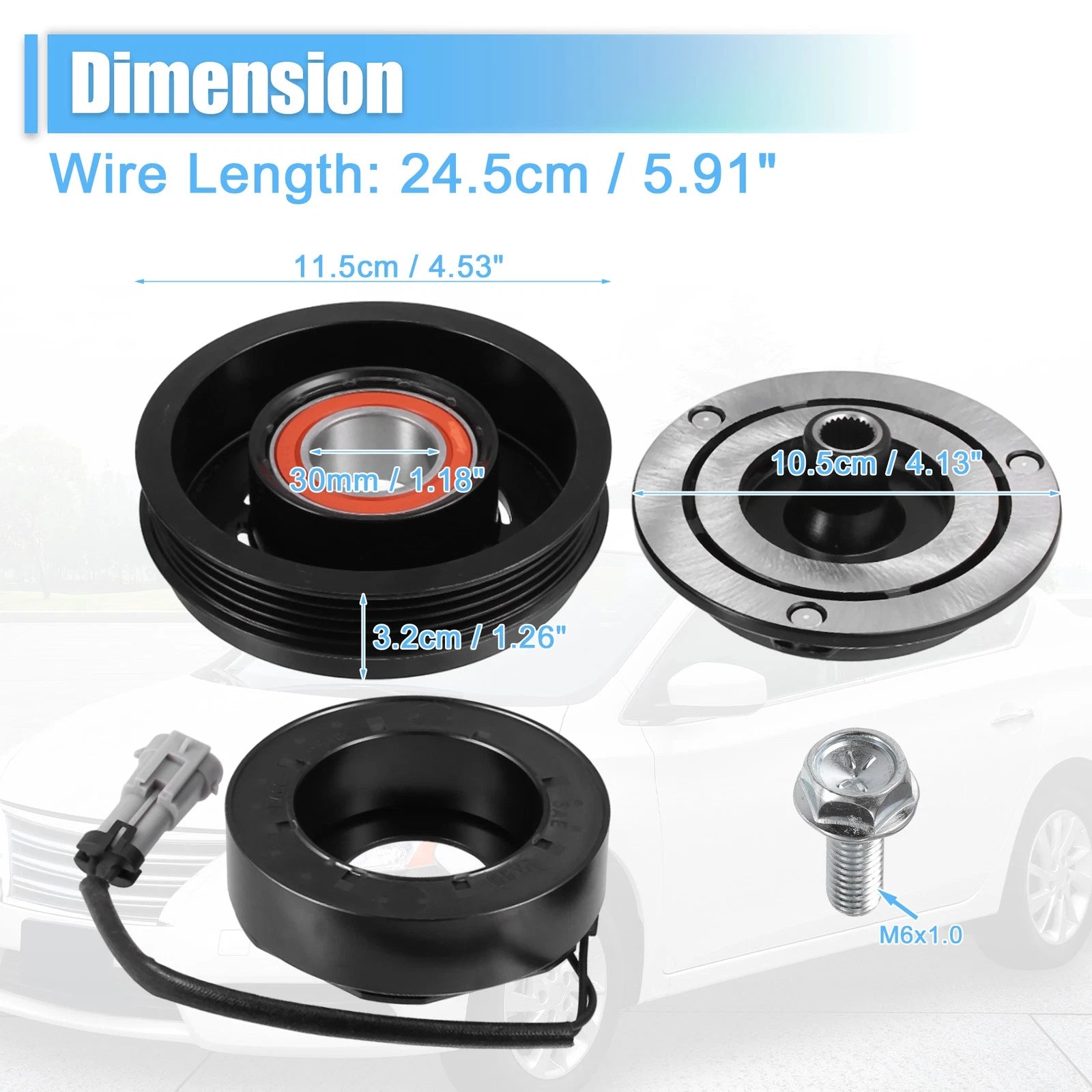 Set of 1 AC Compressor Clutch Kit Pulley Coil for Chevrolet Tahoe (2000–2014)