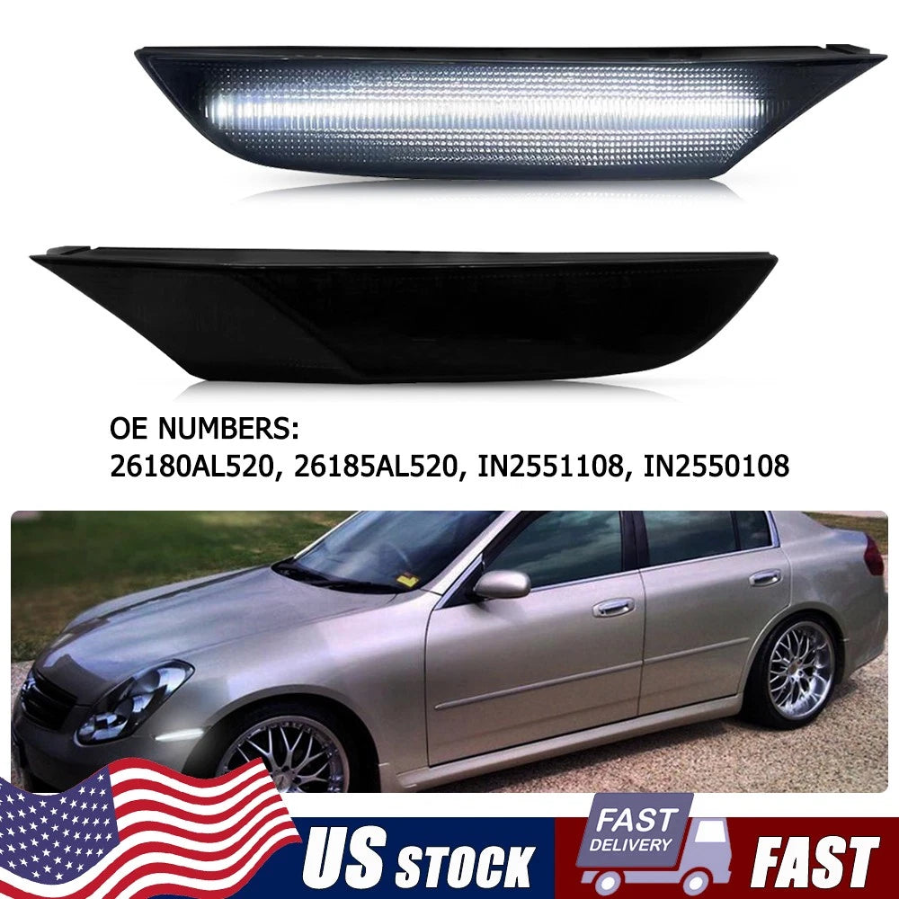 Set of 2 LED Front Bumper Side Marker Lights for Infiniti G35 Sedan (2003–2006)