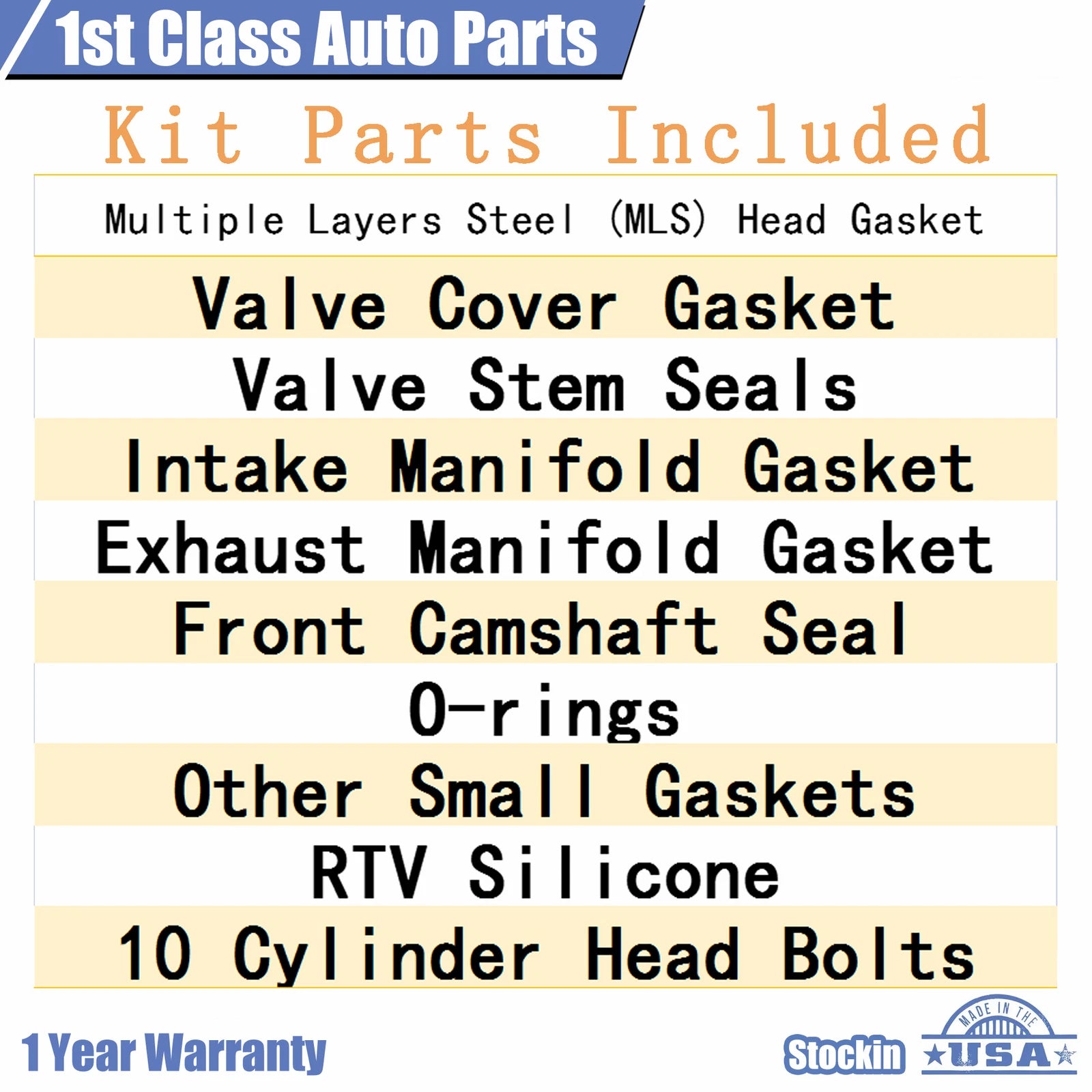 MLS Engine Cylinder Head Gasket Set with 10 Bolts for Chrysler PT Cruiser (2001–2010)