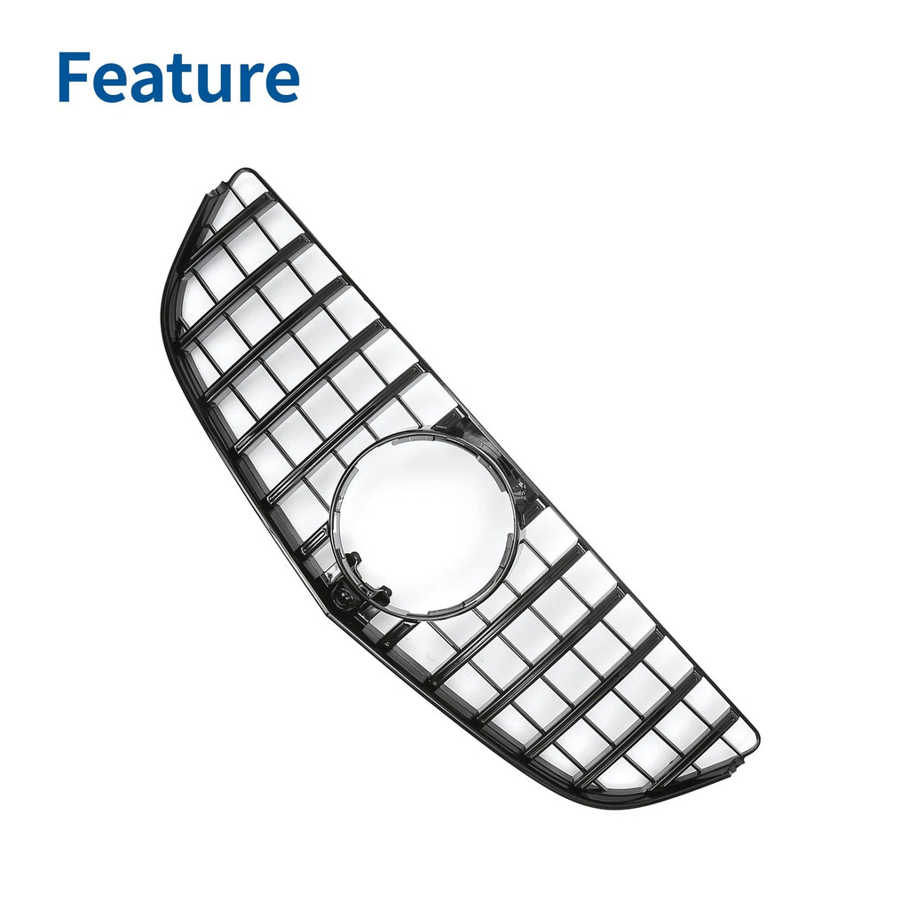 Front Upper Bumper Grille for Mercedes-Benz E200 (2014–2017) Black