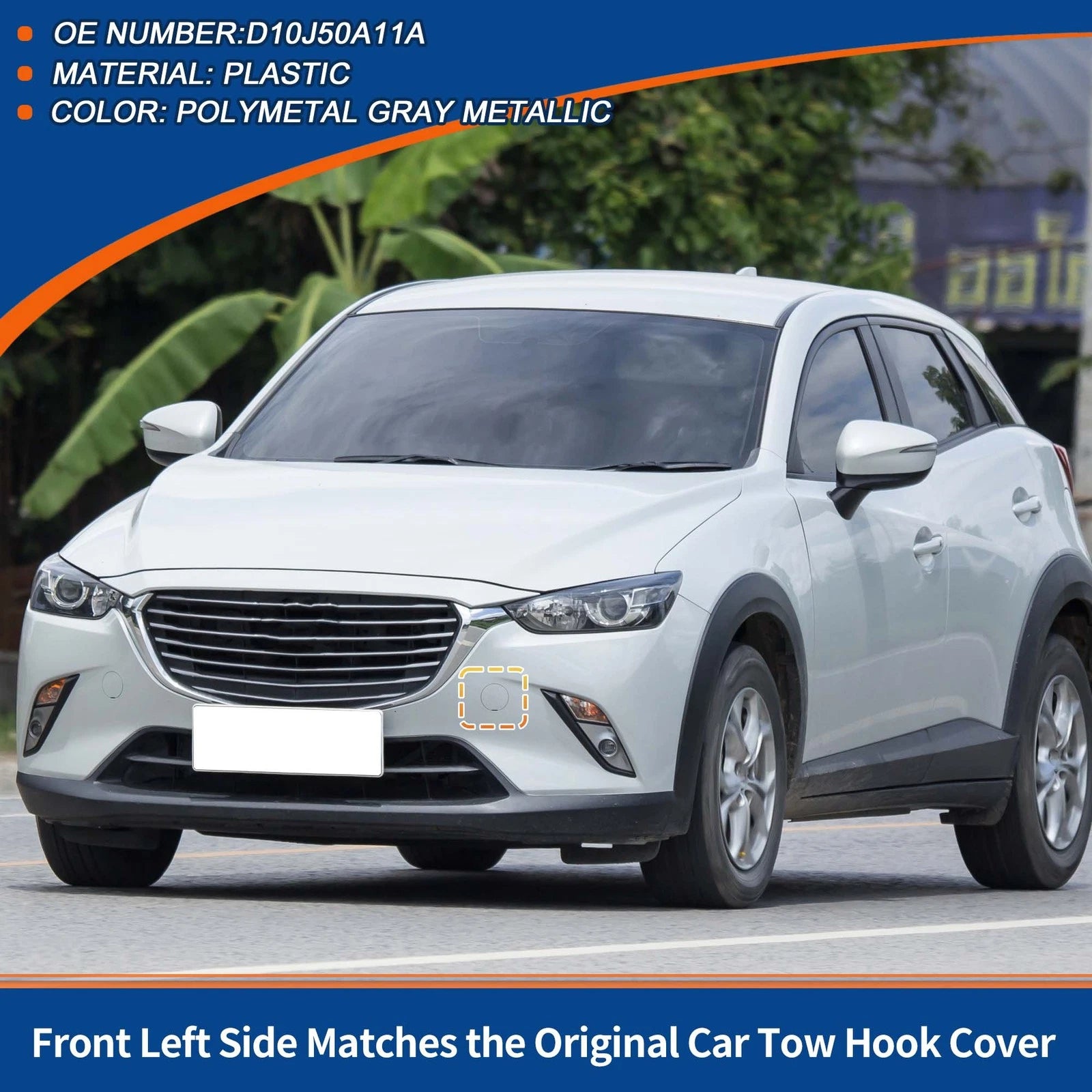 Front Tow Hook Cover for Mazda (No.D10J50A12A) (Polymetal Gray Metallic)