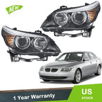 Halogen Headlight Assembly Set for BMW 528i (2008–2010) Right + Left Side