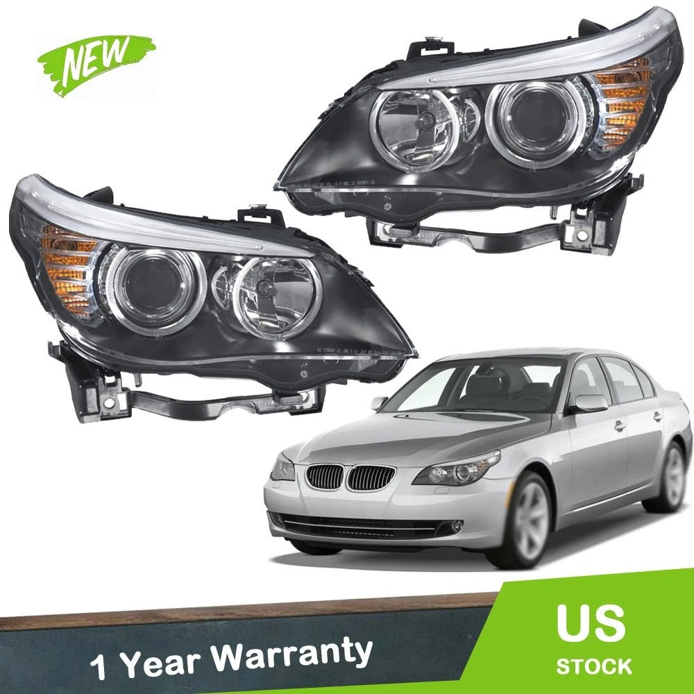 Halogen Headlight Assembly Set for BMW 528i (2008–2010) Right + Left Side