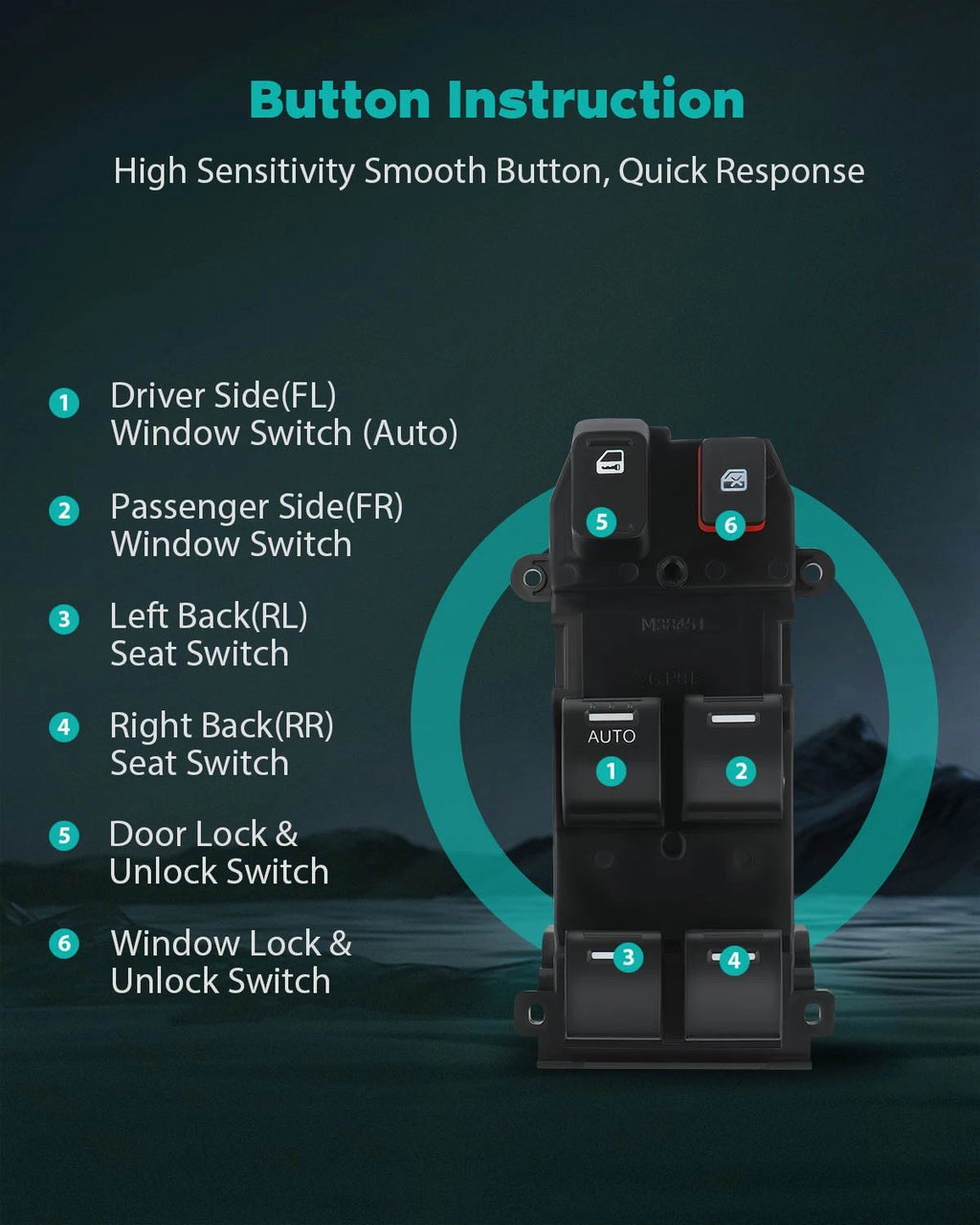 Power Window Switch for Honda CR-V (2010–2011) 35750SWAK01
