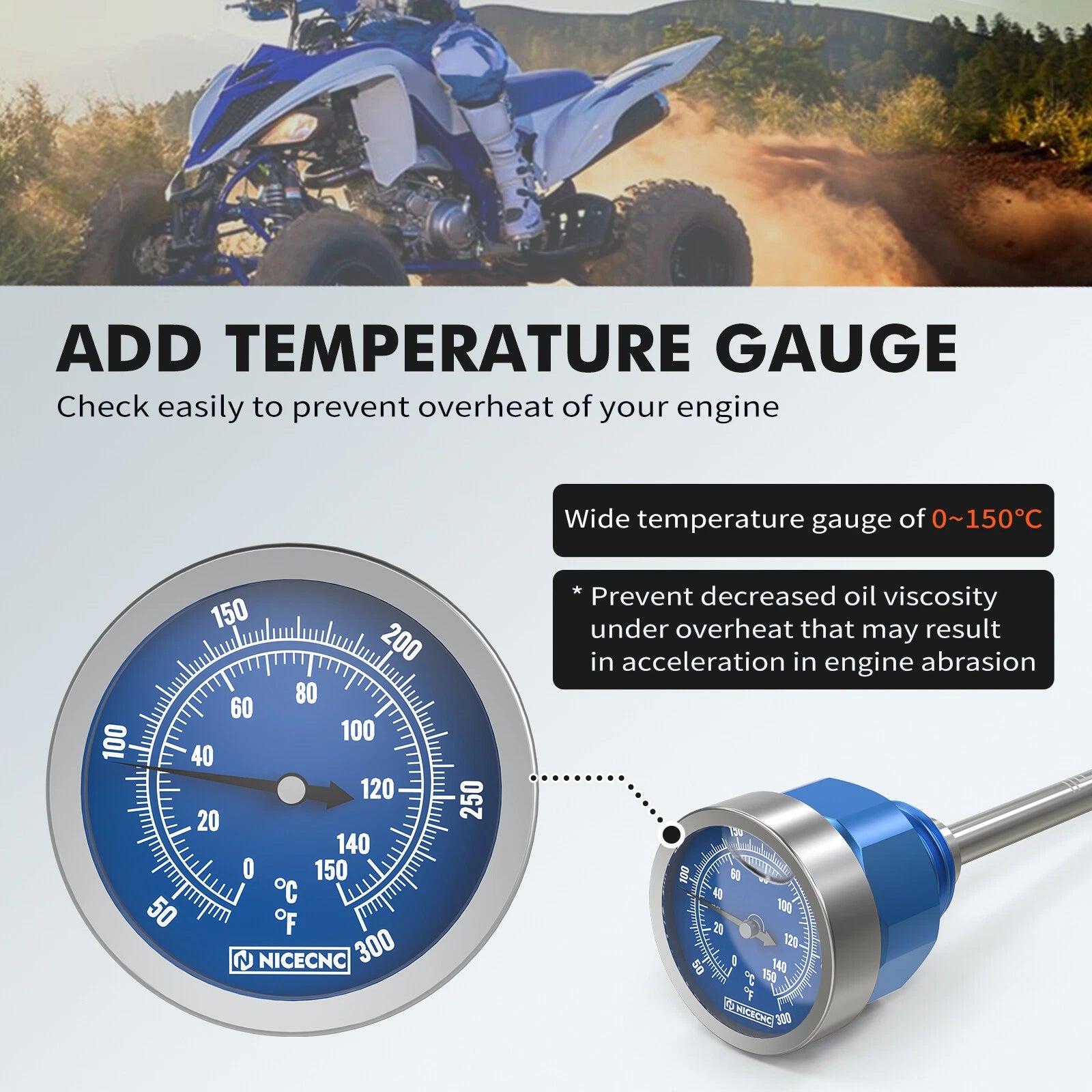 Engine Oil Dipstick with Temperature Gauge for Yamaha YFZ450 (2004–2009, 2012–2013)