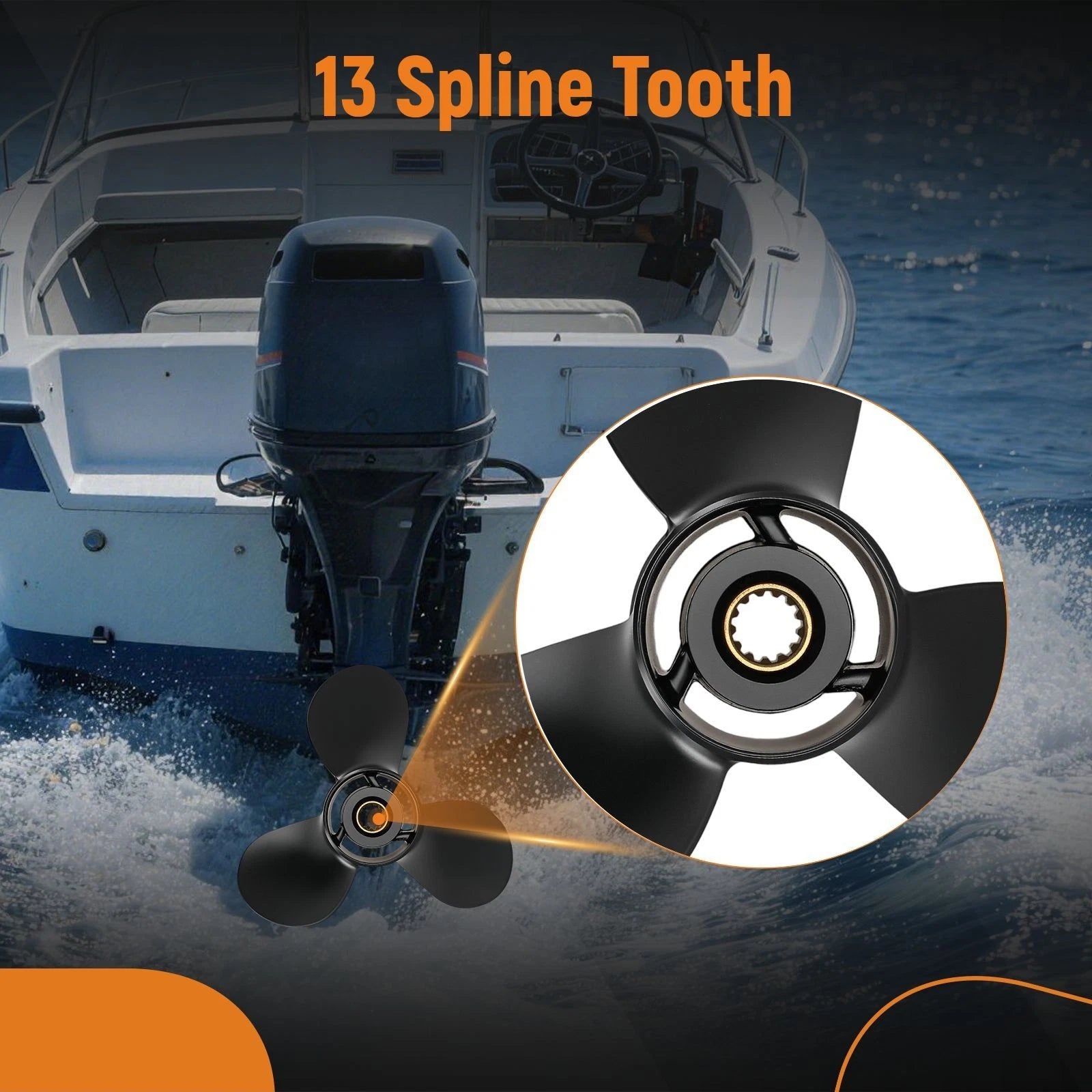 14" Pitch Boat Propeller for Mercury 25-70HP (3 Blade, 10 3/8" Diameter)
