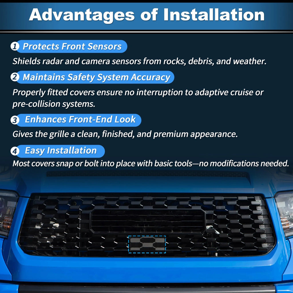 Front Grille Garnish Radar Sensor Cover for Toyota Tundra TRD PRO (2018–2021)