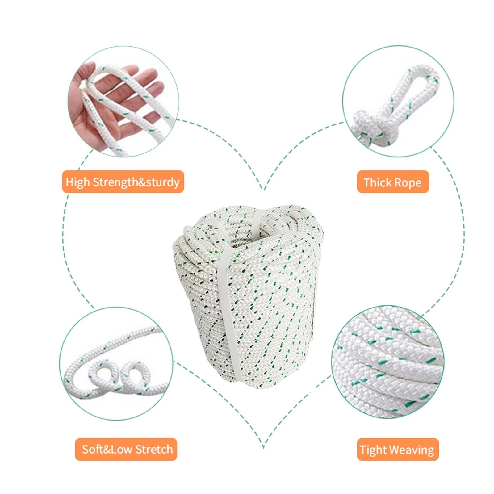 Double Braid Nylon Rope for Arborist Rigging (150' Length)