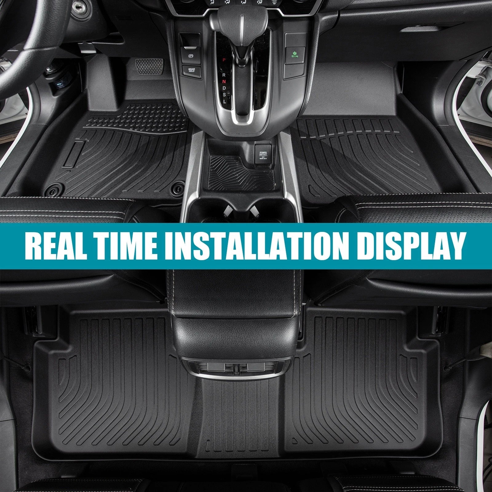 Set of 3 Row Floor Mats for Acura MDX (2014–2020) TPE Rubber All Weather